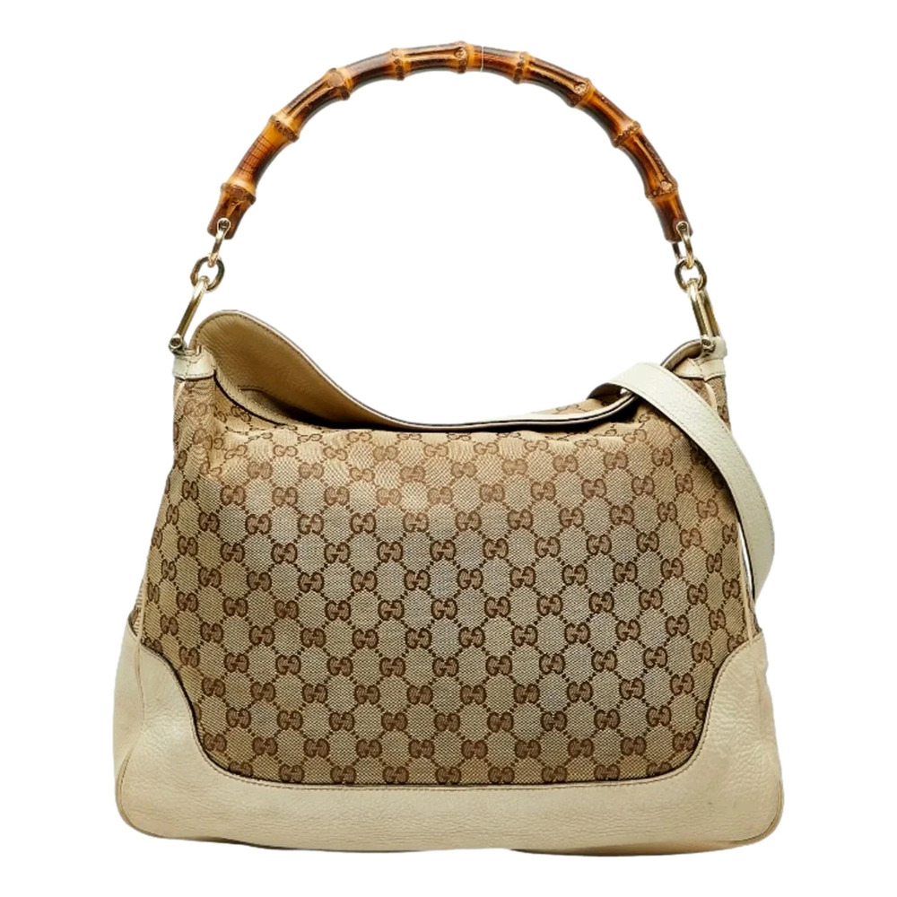 Gucci Diana Bamboo GG Canvas Medium Shoulder Bag White - Picture 2 of 6